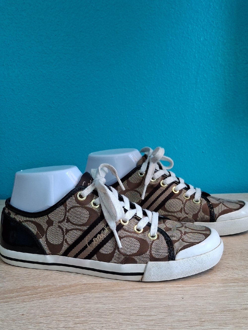 Coach Folly Brown Signature Monogram Low-Top Sneakers